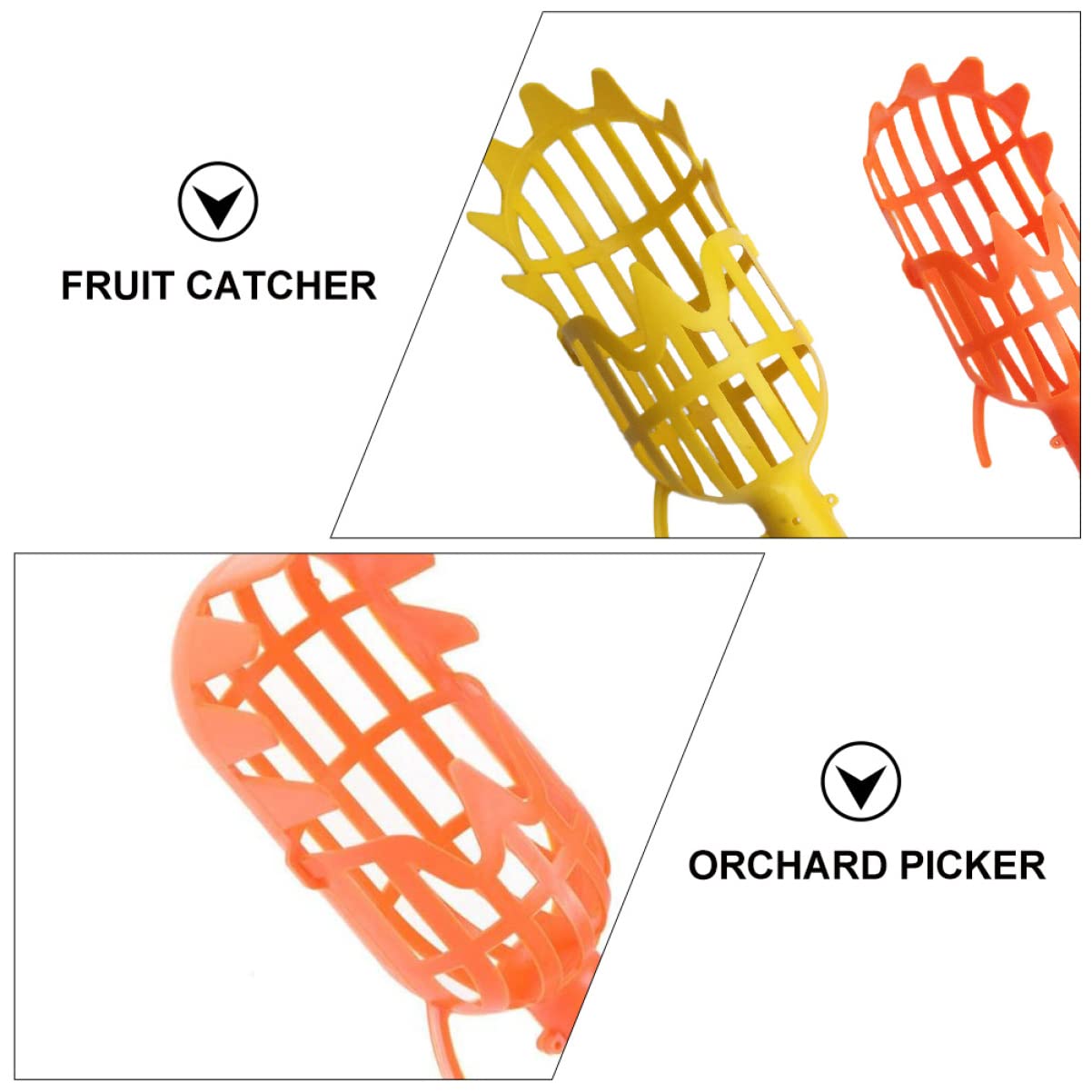 YARNOW 6pièces Outil De Cueillette De Fruits Plastique Cueilleur à Manche pour Fruits Tête Orange Tête Jaune