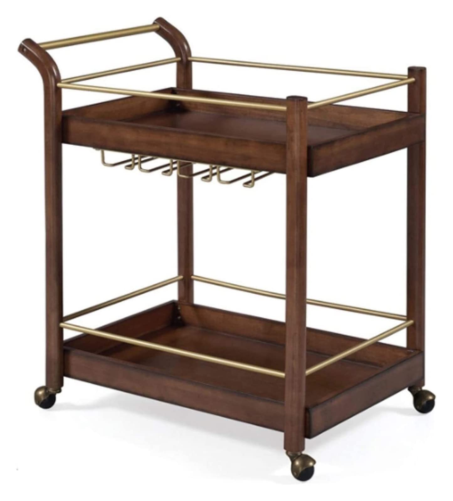 Chariot de Service de Bar pour hôtel et Restaurant de Luxe, Chariot de Bar et de Service avec étagères de Rangement à 2 Niveaux, îlot de Cuisine, casier à vin en métal et Chariot d