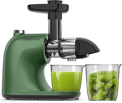 MAMA'S CHOICE Exprimidor lento, exprimidor de máquinas de masticación fácil de limpiar, extractor de exprimidor de prensa en frío para verduras y