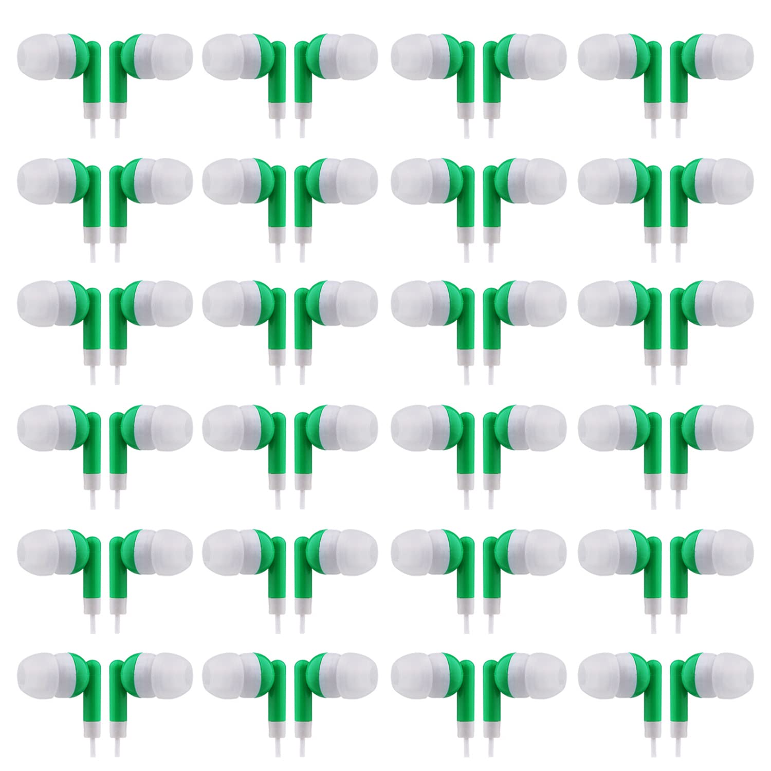 CN-Outlet Wholesale Bulk Earbuds Headphones Individually Bagged 100 Pack for iPhone, Android, MP3 Player -Green