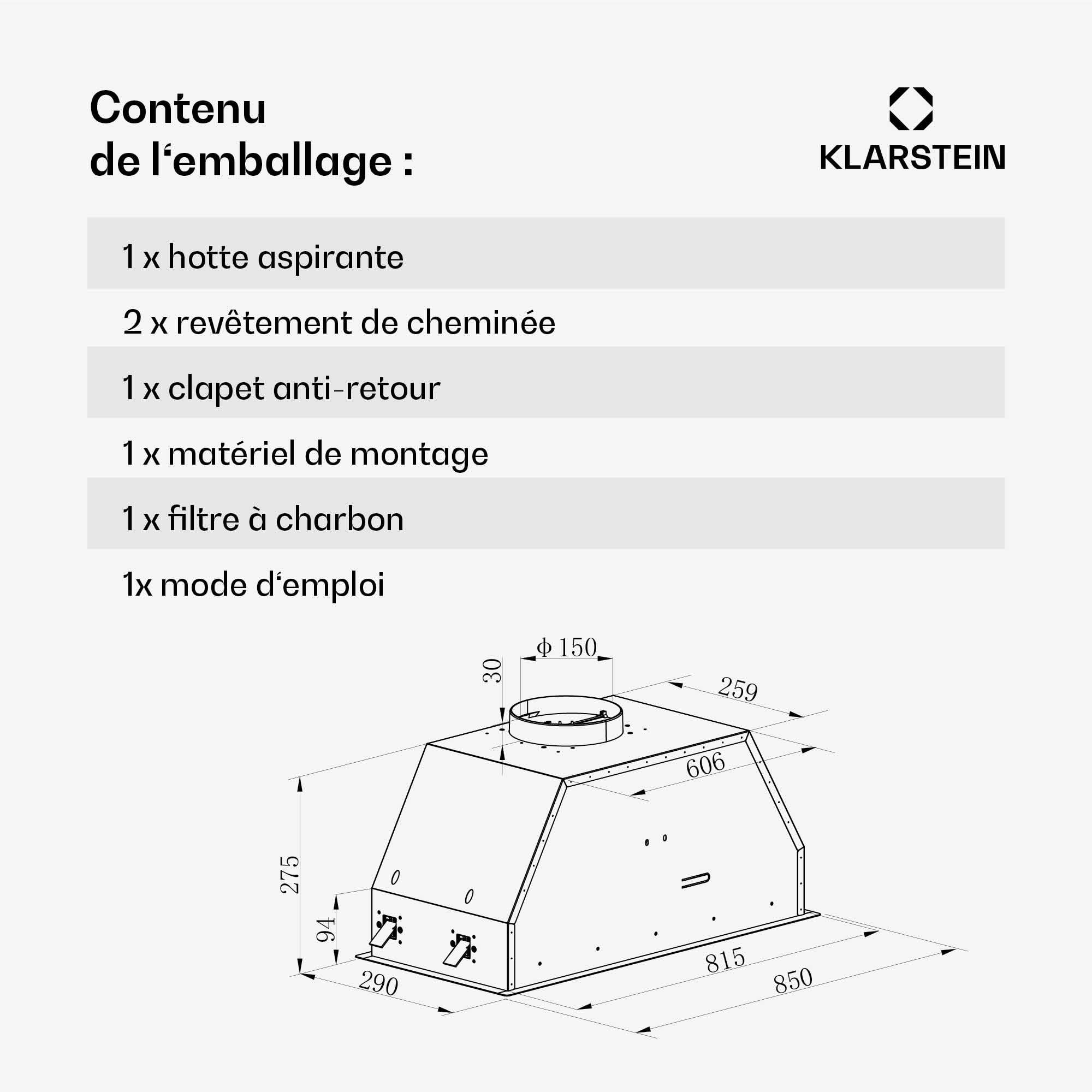 Klarstein Ventimate Hotte à Tiroir, 85cm Hotte Cuisine Aspirante avec Commande Tactile, 390 m³/h, Efficacité Énergétique A+, Moteur Silencieux, Éclairage LED, Filtre à Charbon, Blanc