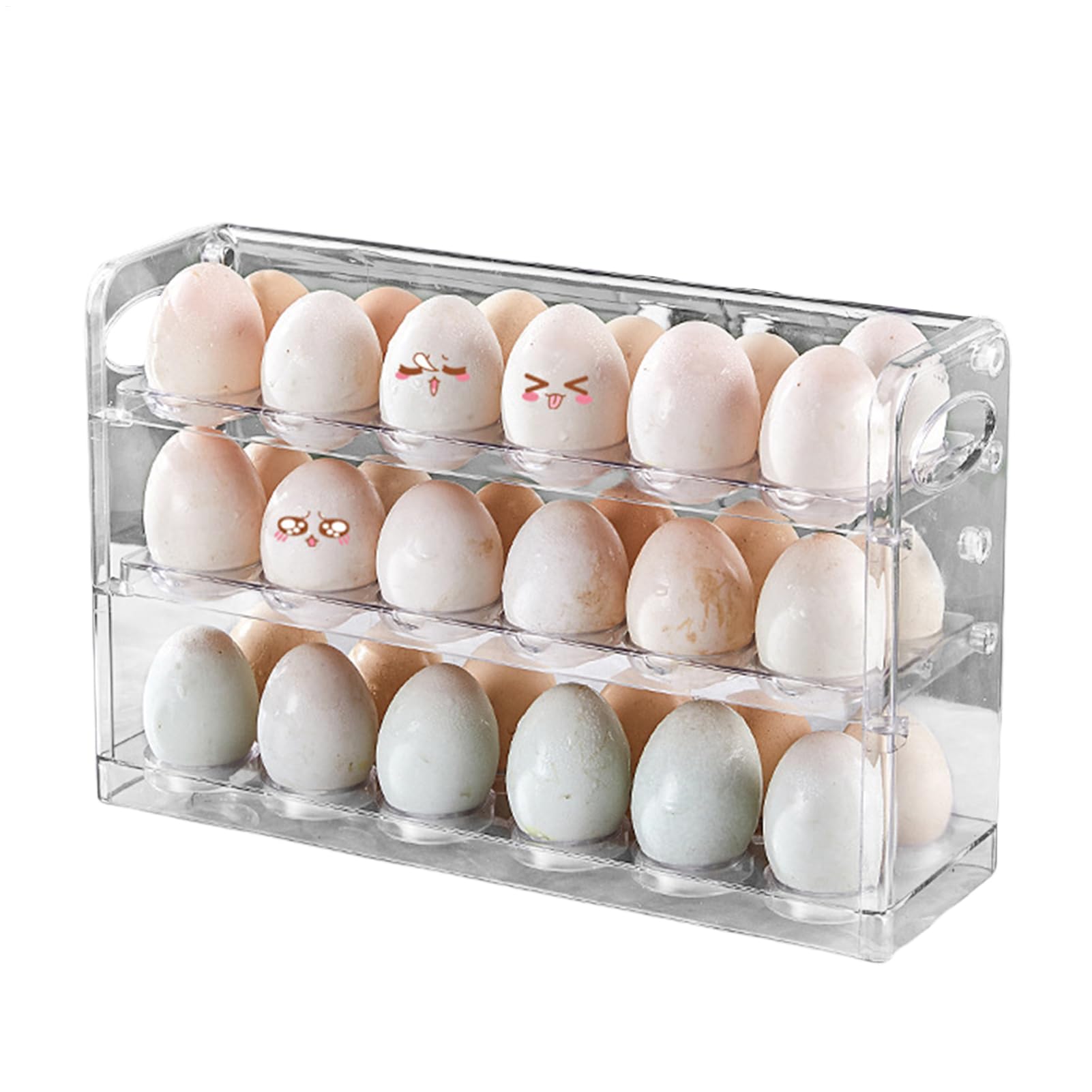 Organizador de huevos de gran capacidad con contenedor de almacenamiento de 3 capas