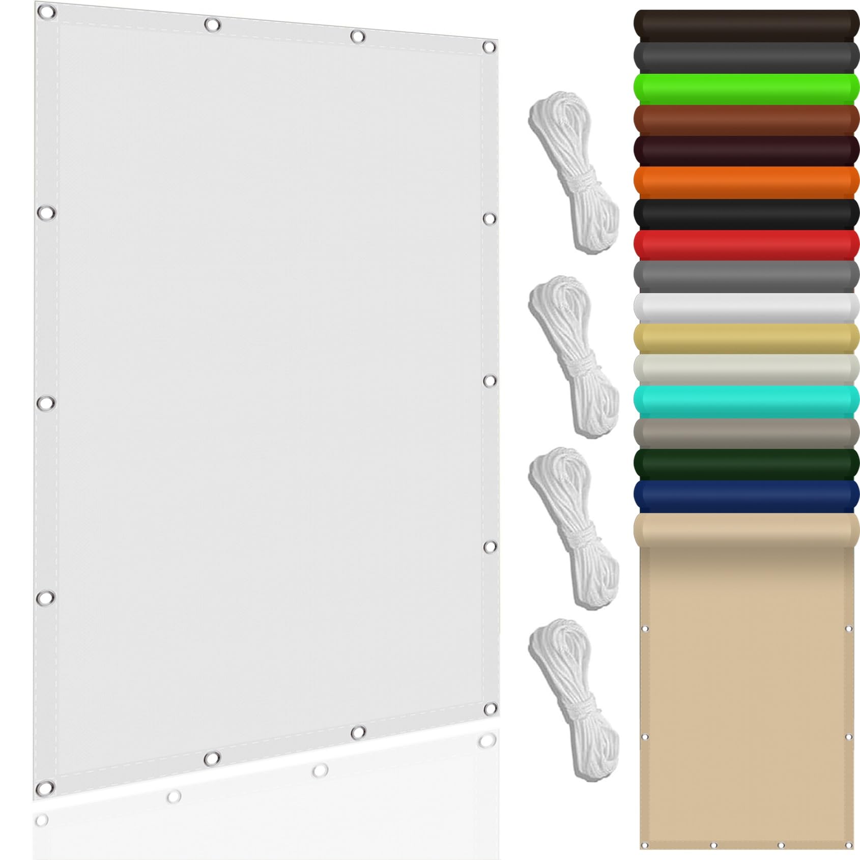 Toldo vela de sombra rectangular de alta densidad con protección UV e impermeable blanco