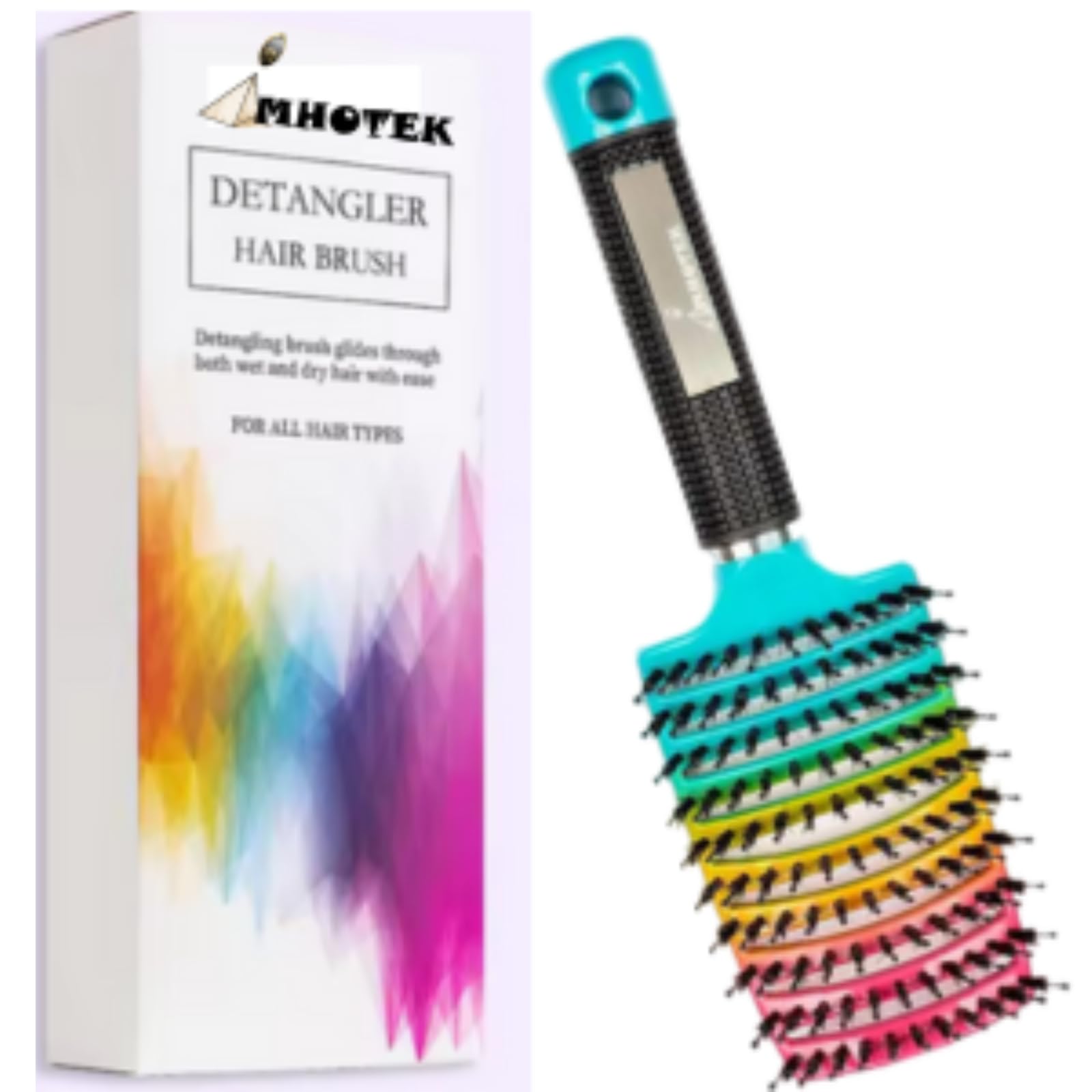 Cepillo de Pelo profesional, Cepillo para el Pelo con Cerdas de Jabalí Naturales, Peine de Pelo Masaje Curvo y Ventilado, para Secado Más Rápido, Reducir el Encrespamiento y la Rotura