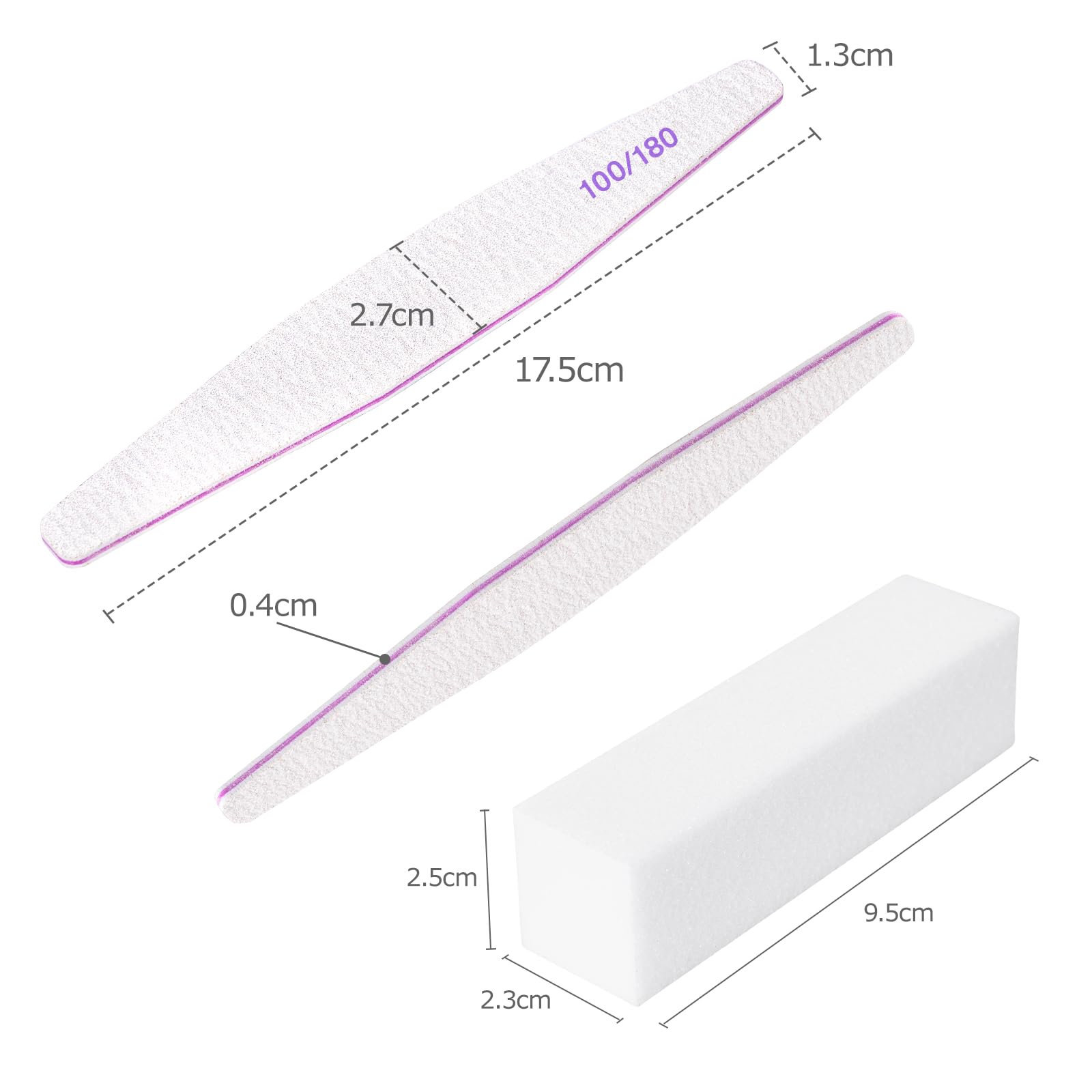 Carehabi 30 Pezzi Lime per Unghie e Buffer per Unghie, Lima 100/180 Unghie Professionali, Buffer Unghie Professionale per Salone Unghie, Nail Art Fai da te a Casa
