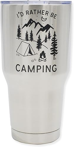 Divertido regalo de campamento para hombres al aire libre, vaso aislado de acero inoxidable con tapa, (30 onzas)  Taza para viajes de caravana, día