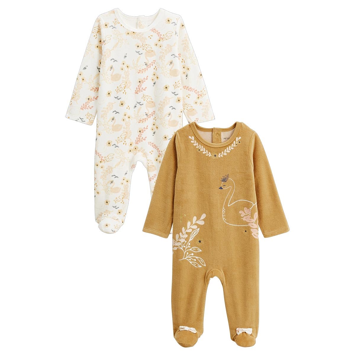 Petit Béguin - Lot de 2 Pyjamas bébé en Velours Swan