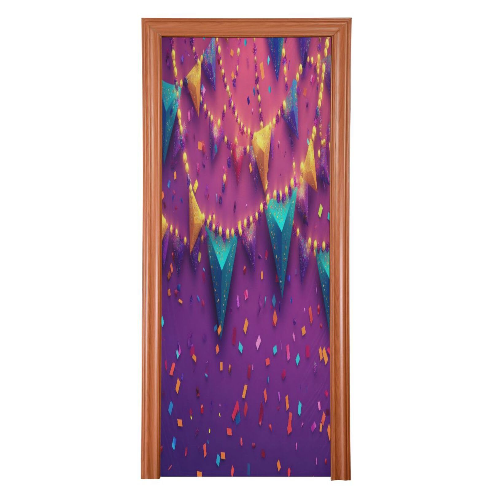 FLildon Mardi Gras Carnival Door Cover Decoration, Party Accessory Porch Decor for Festive Ornament Room Door Covers 35 x 79 Inch