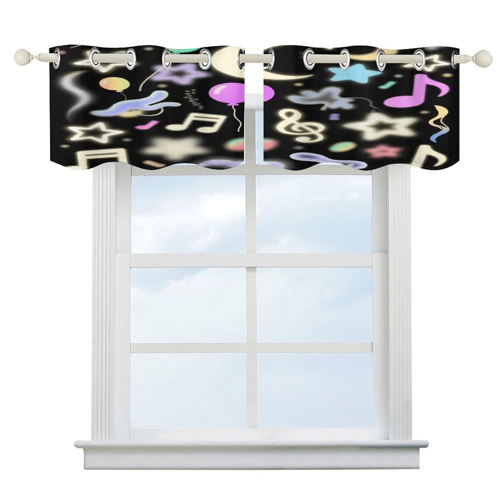 Fekiloot Style Irregular Pattern Short Curtains Valance Curtain