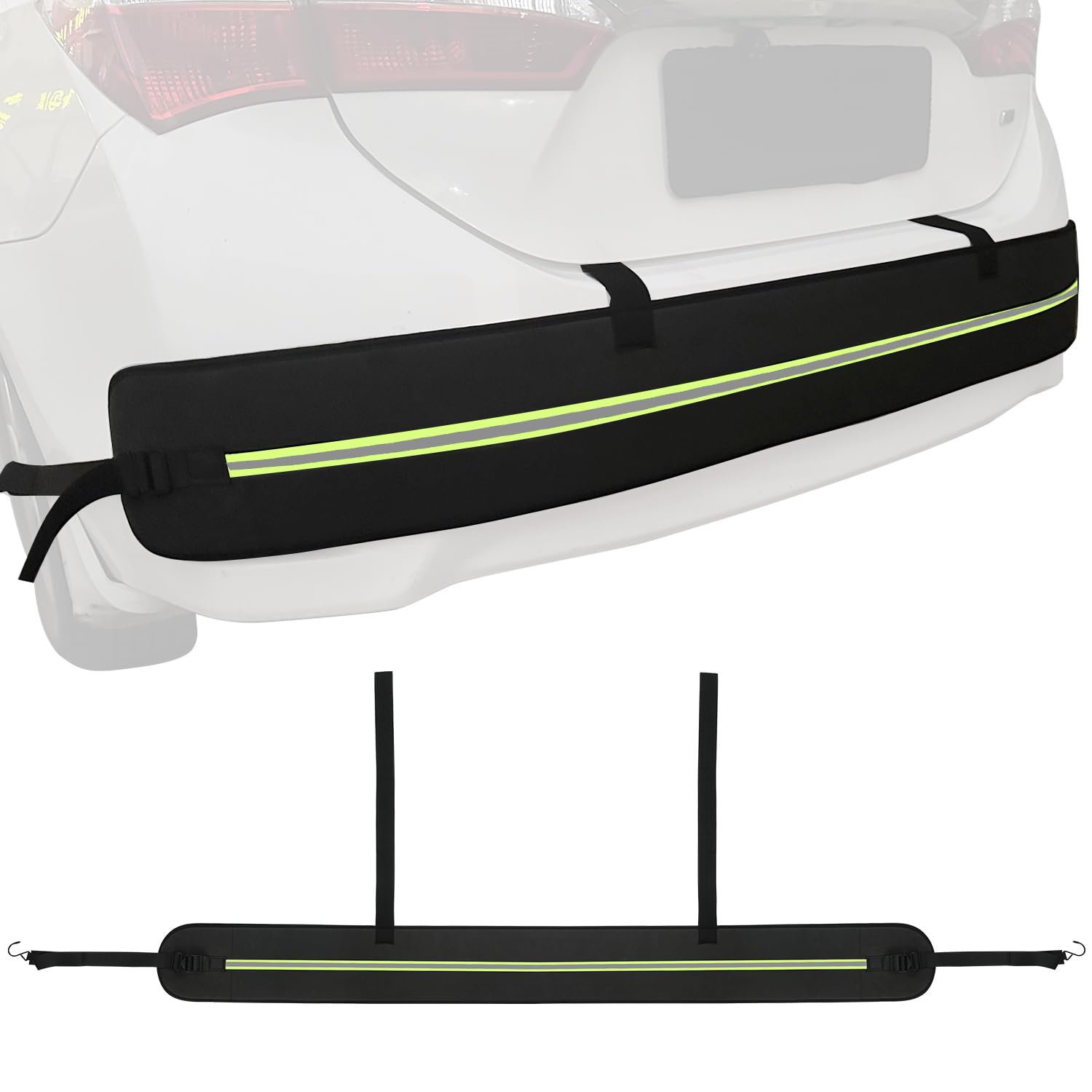 Rear Bumper Guards for Cars, Car Bumper Protector with Long Safety Reflector for Nighttime Visibility, Rear Bumper Protector 72" x 8.07" x 0.4"(DO NOT Drive with IT ON)