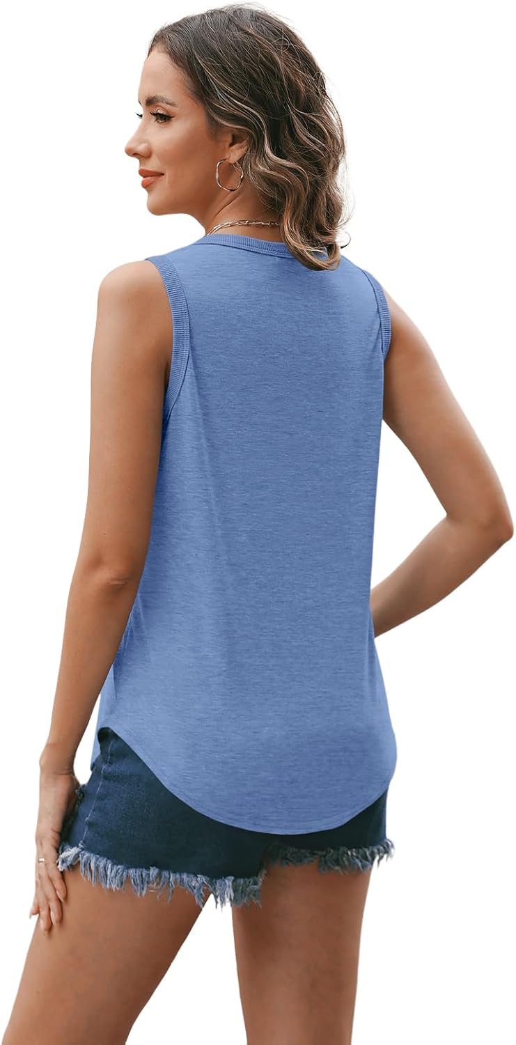 SUNBS Tank Tops for Women 2025 Trendy 3 Pack Summer Sleeveless Loose Fit Top Round Neck Flowy Casual Shirts Outfits - Image 2