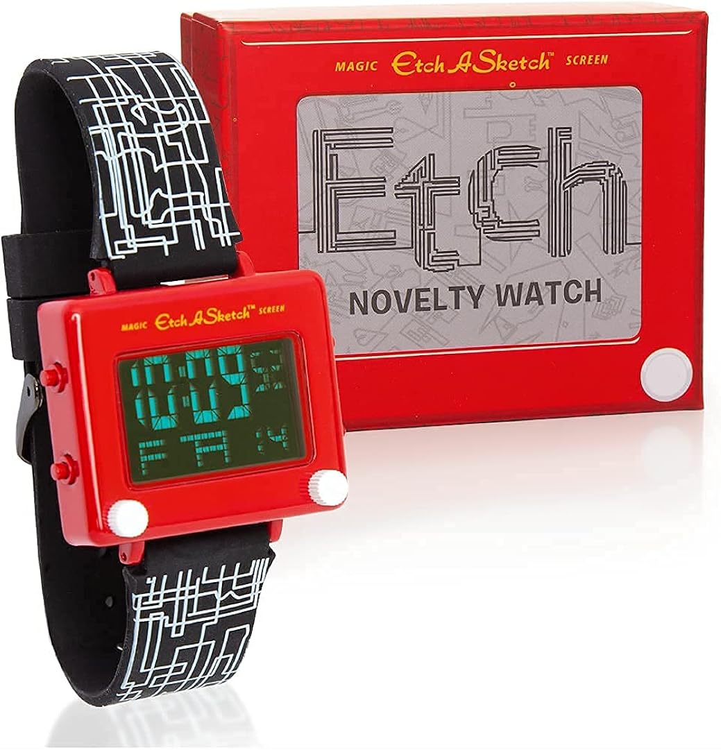 Miniatura 2 de Mighty Mojo Etch A Sketch - Reloj de coleccionista digital con licencia oficial reloj de acero inoxidable estilo retro de los años 90 Negro - Digital
