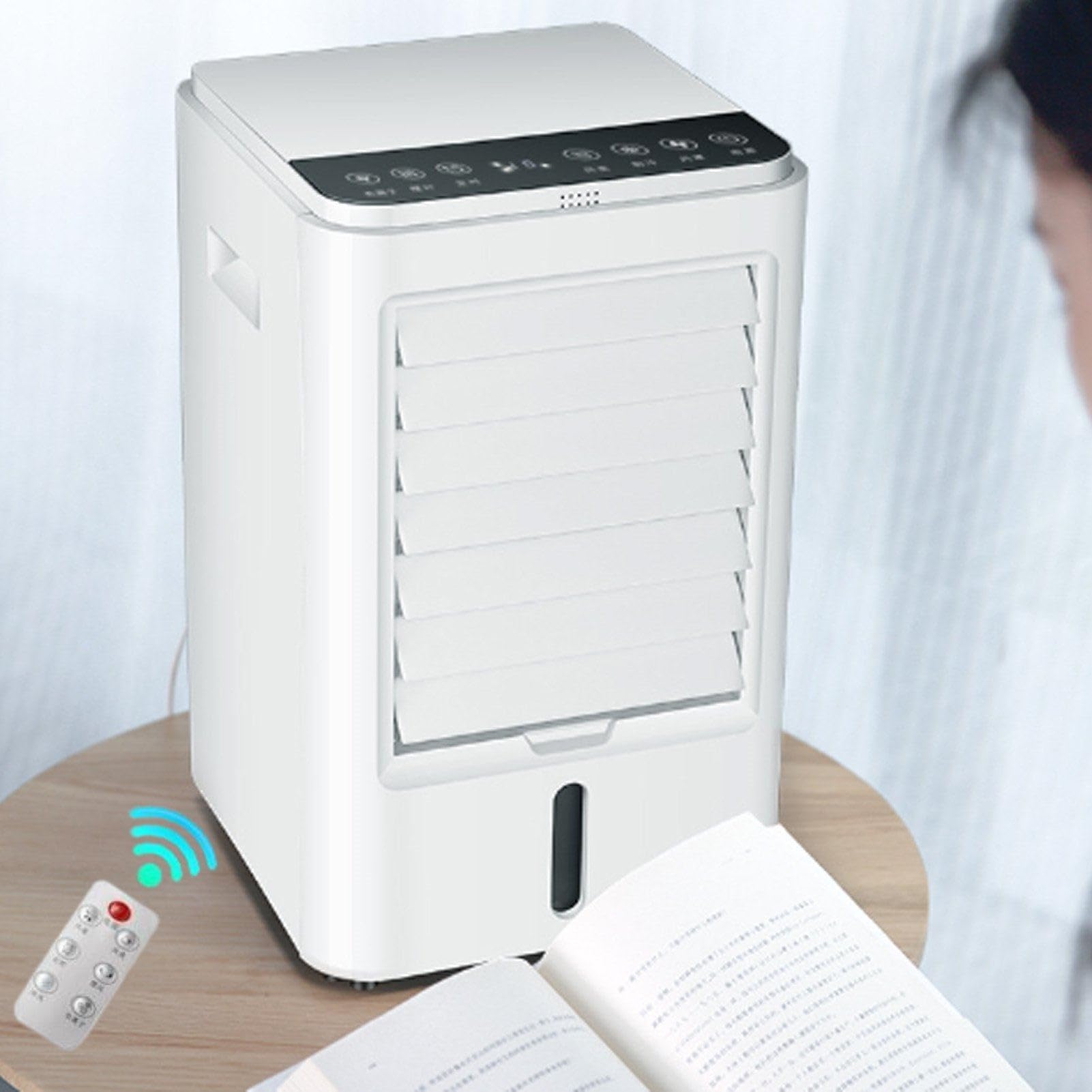 Raffreddatore d'aria evaporativo portatile con serbatoio da 4 litri, 3 velocità e 4 modalità per raffreddamento rapido in casa, ufficio, camion, camper