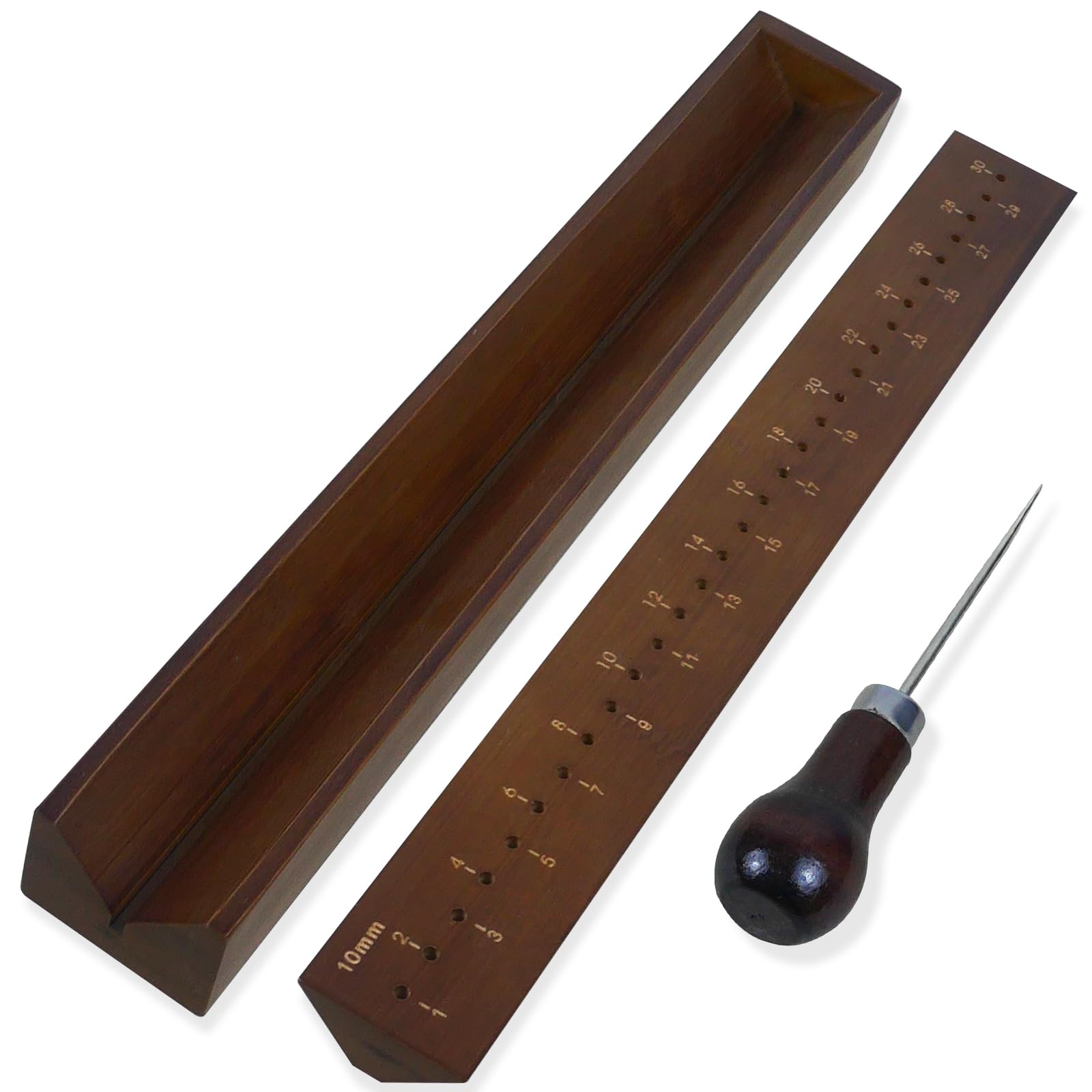 Culla per rilegatura in legno da 32 cm con punteruolo, strumenti di punzonatura firma per fai da te, rilegatura di libri e accessori da cucito, culla da taglio in legno per legare libri, con