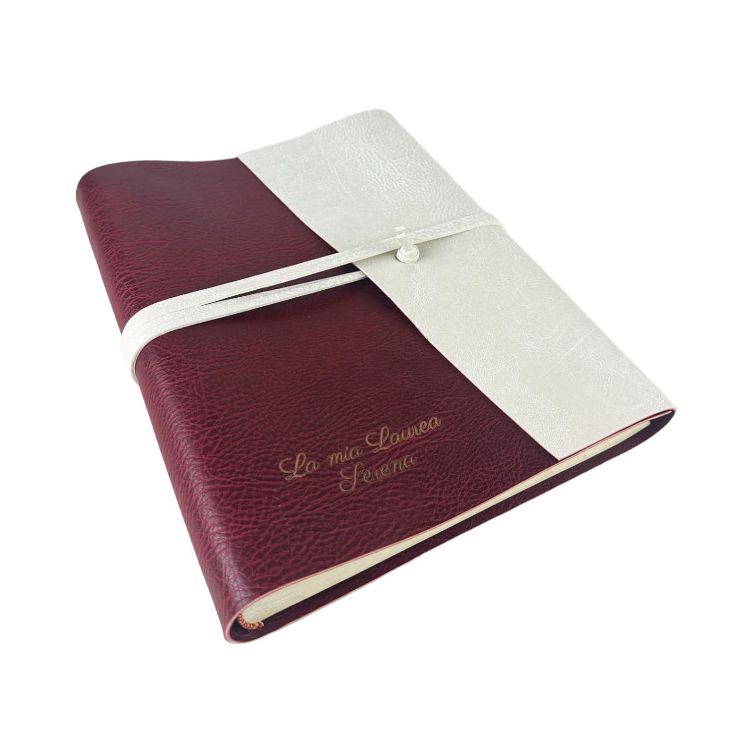 Album fotografico - Double Vintage - produzione artigianale in similpelle, personalizzabile con incisione. Ideale per Matrimonio, Anniversario, tutti gli eventi (Con Incisione, Rosso - Polare)