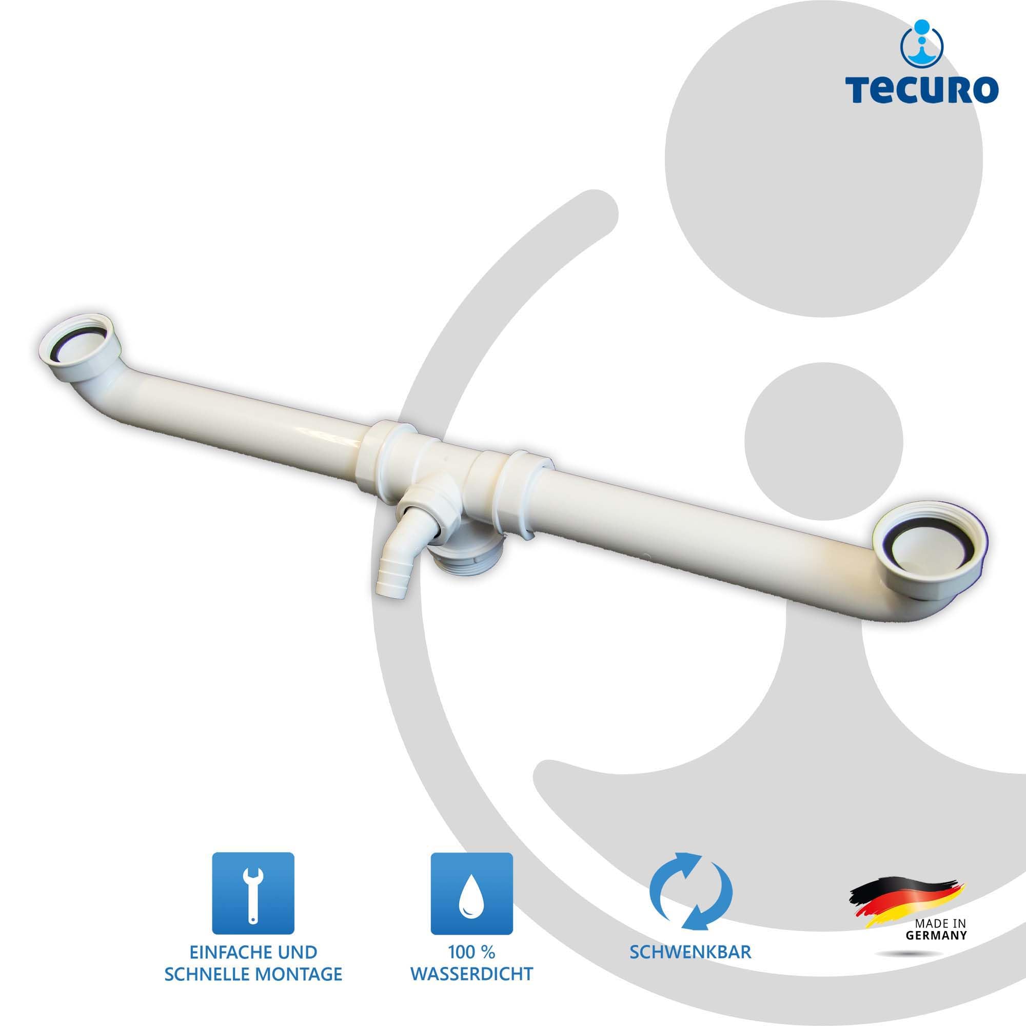 tecuro extra long Drain for Double Sink, White - Image 2