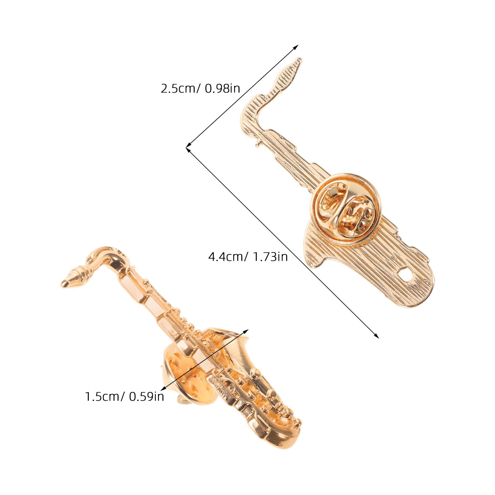 Genérico Pin de Solapa de Saxofón 2 Unidades, Prendedor Metálico Diseño Vintage para Músicos y Fans, Adecuado para Mochilas y Ropa en Conciertos y Actividades Cotidianas