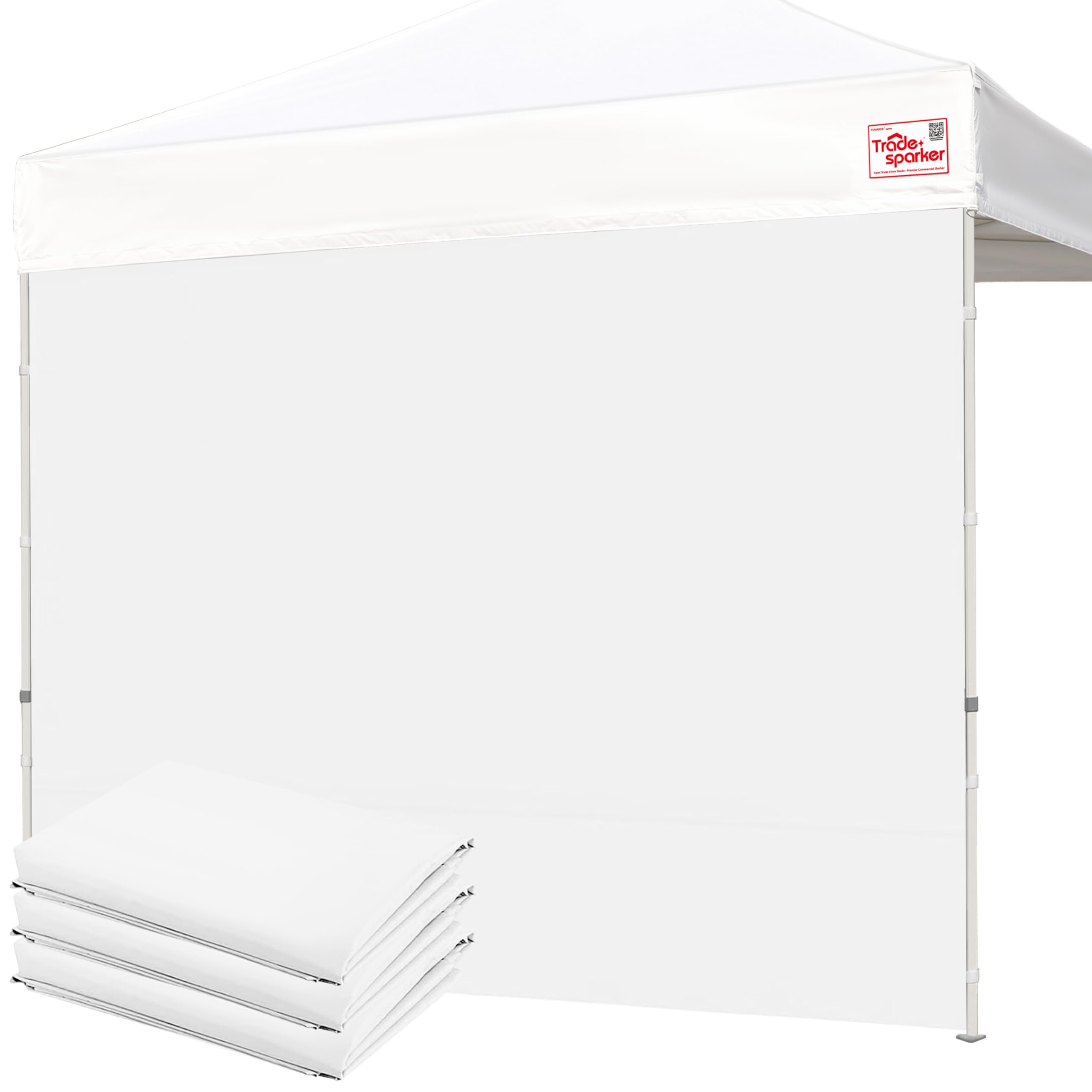 Tradesparker 10x10 Pop Up Canopy Wall with Zipper, 86 inch Height Instant Canopy SunWall Tent Sidewalls for 10x10 Pop Up Tent,3 Pack Sidewall Only,White