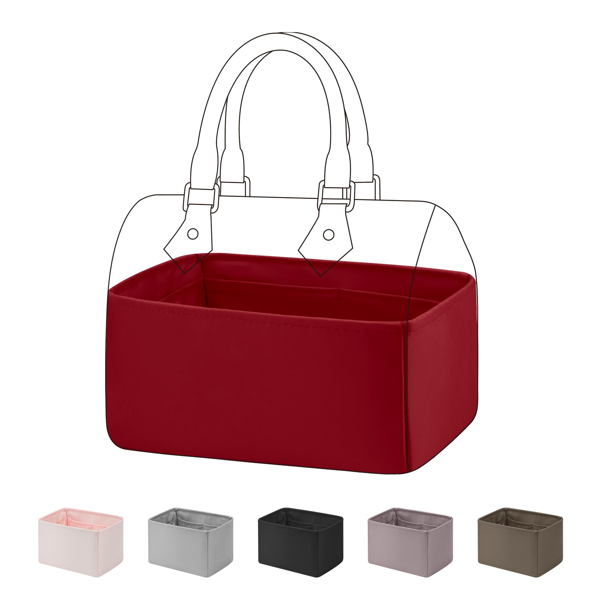 DGAZ Organizador de Bolso de Seda Premium, Inserto Ligero para Speedy 16/20/25/30/35/45, Forro Interior Elegante que Protege y Organiza (Rouge casaque, Speedy 20)
