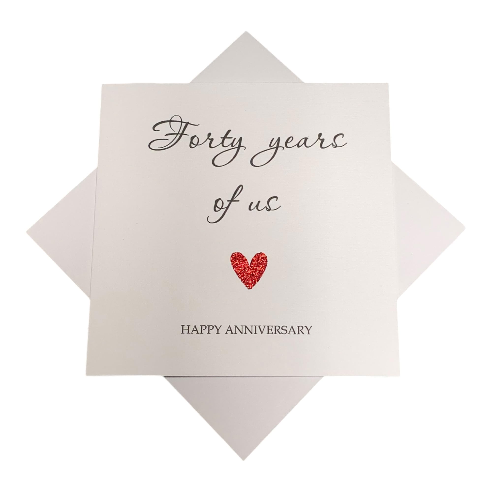 40th Wedding Anniversary Card - Ruby 40 Year Fortieth Personalised Gift for Wife Husband Boyfriend Girlfriend Partner - Choose Glitter Heart - Various Designs (Year Of Us) โ image 1