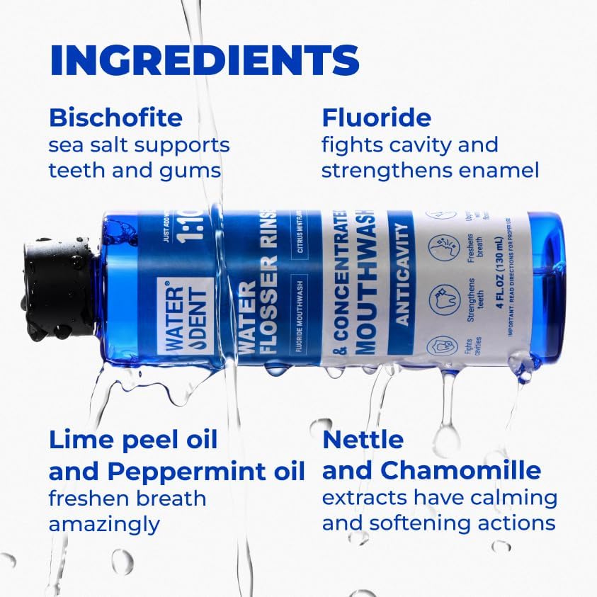 Fluoride Mouthwash and Water Flosser Аdditive | Add to Oral irrigator | Citrus Mint Flavor | Alcohol Free, Made in USA | Concentrated 1:10 = 44 fl.oz - Image 2