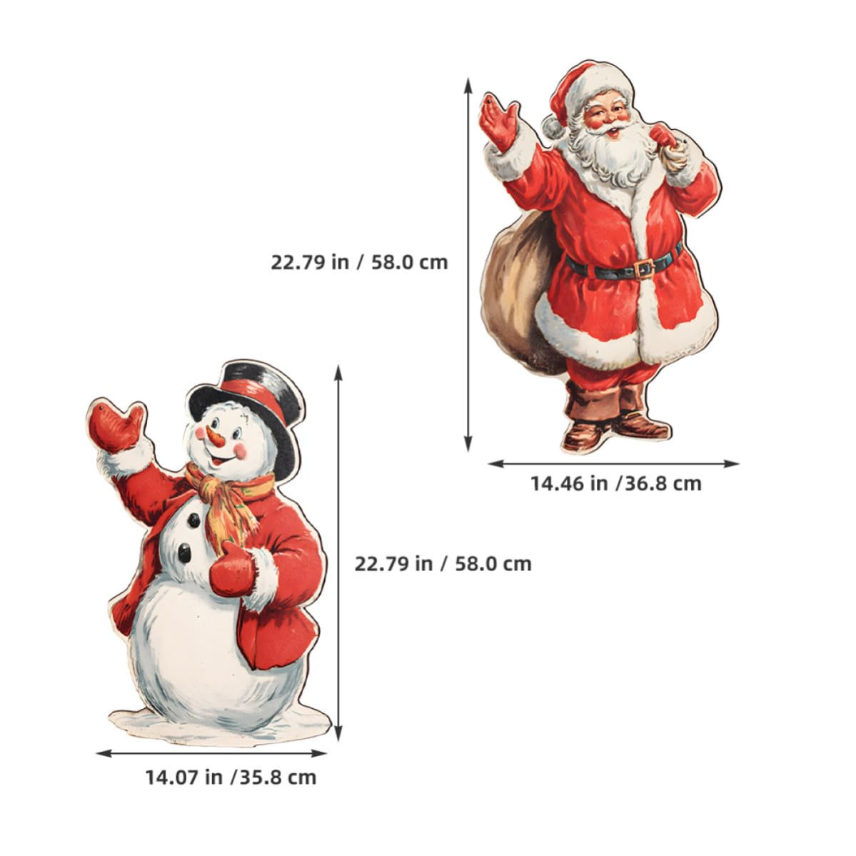 2 Piezas Colgante Navideño de Madera Muñeco de Nieve y Papá Noel para Decoración de Puerta y Pared, Acabado Liso y Fácil Instalación para Ambiente Navideño
