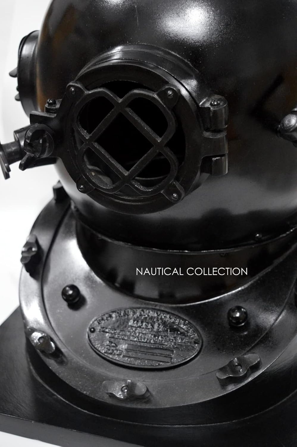 NAUTICAL COLLECTION Decorative Divers Helmet Solid Steel & Aluminum Scuba Diving Helmet 18" Diving Helmet Replica US Navy Mark V in Black Antique Finish with Wooden Base