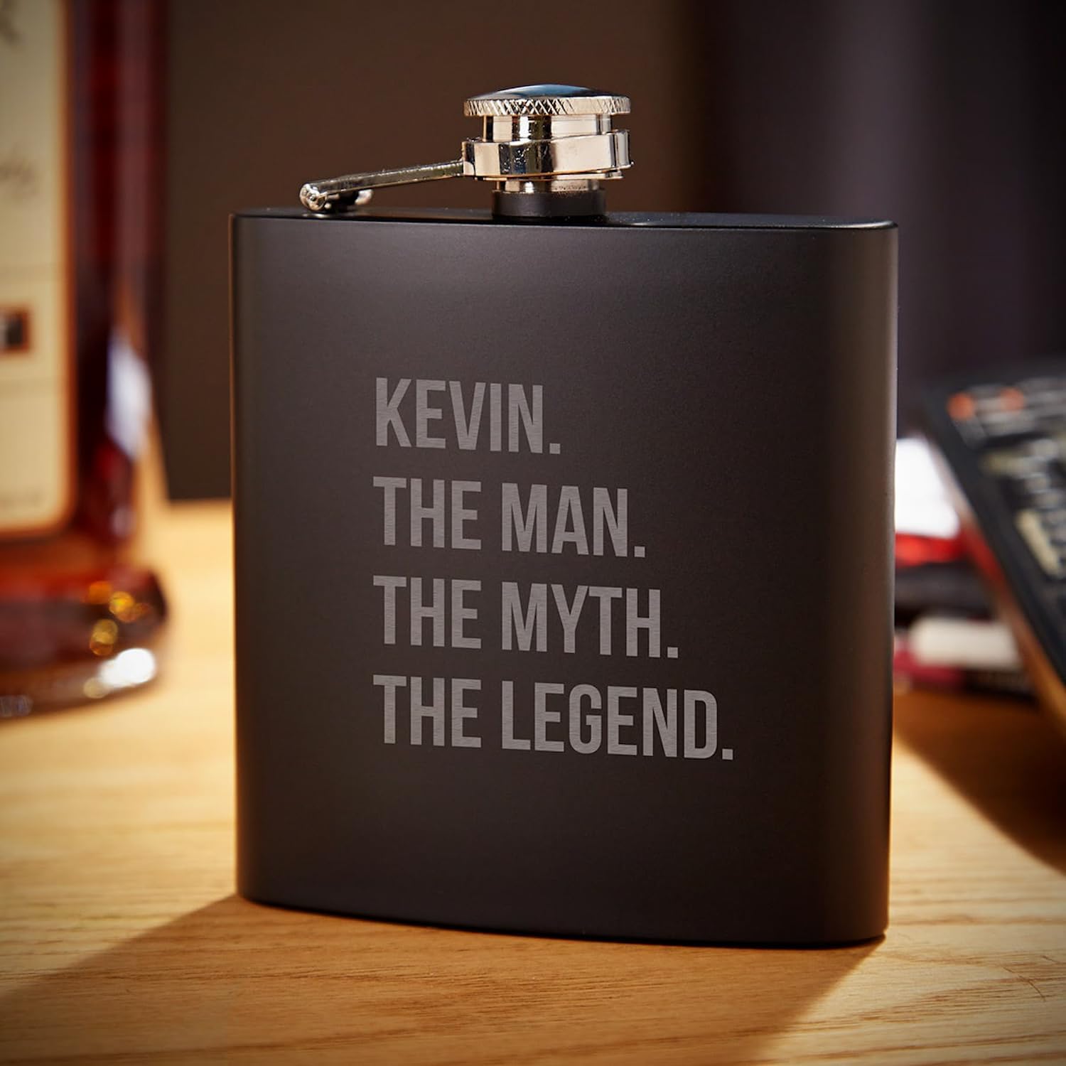 Engraved Flasks Set for Whiskey and Liquor - Custom Hip Flask Set of 5 for Groomsmen by HomeWetBar