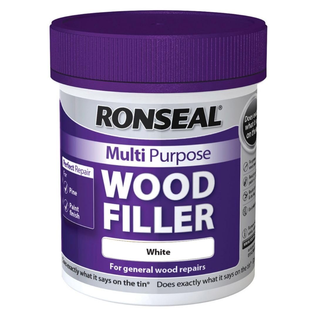 Ronseal Multi-Purpose Wood Filler – White 250g | Ready Mixed Wood Repair Paste for Interior & Exterior Cracks, Holes & Gaps | Flexible, Sandable, Paintable Finish