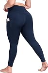 Plus Pantalon de yoga taille avec poches, L-5XL Leggings à étirement doux Haute taille, contrôle de tummy Legging épais d'entraînement 25"