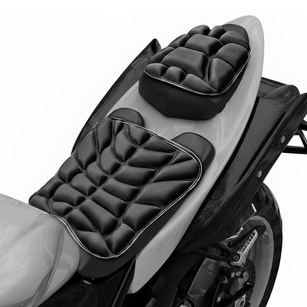 EOEIIQXZJXG Motorcycle Seat Cushion Set, for Yamaha V Max VMAX 1200 1700 3D Bubble Shock Absorbing Motorbike Seat Pad Breathable Comfort Seat Cover