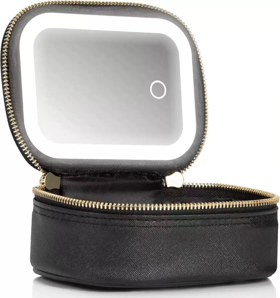 Travel Makeup Case with LED Lighted Mirror, Mini Makeup Bag 3 Light Modes, Organizer Vanity Case for Women Beauty Tools Accessories Rechargeable Train Case for Parties Work Touch-Ups (Leopard Print)