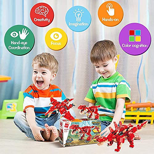 Qman 3In1 Stem Building Blocks Dinosaur Toys For Kids Age 6 7 8 9 10 11 12 Year Old, Realistic T-Rex Pterodactyl Stegosaurus Educational Building Sets For Boy 6-10, Best Gifts For Kids 6-14 Year #TOP5
