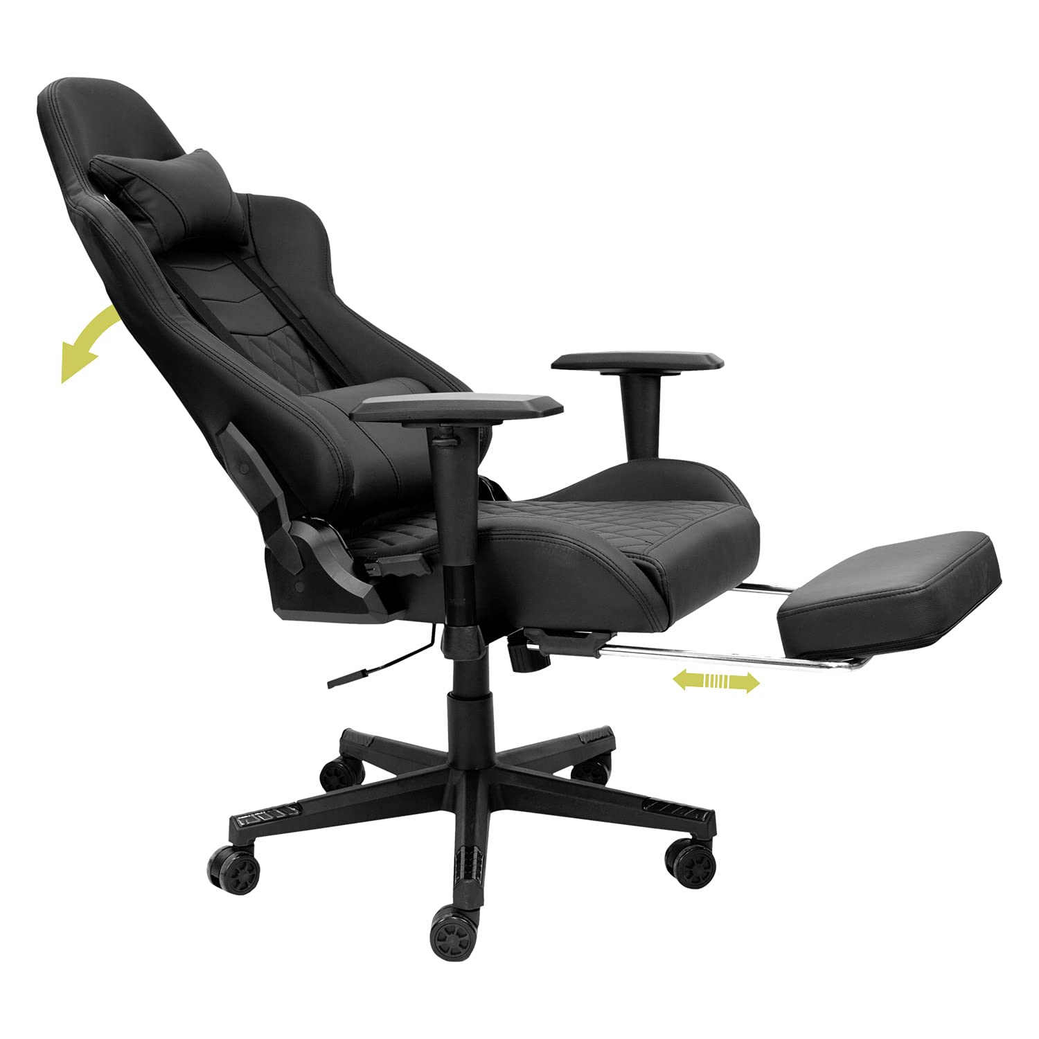 Silla Gaming de Ordenador Dark con Reposapiés y Asiento de Nylon Color Negro