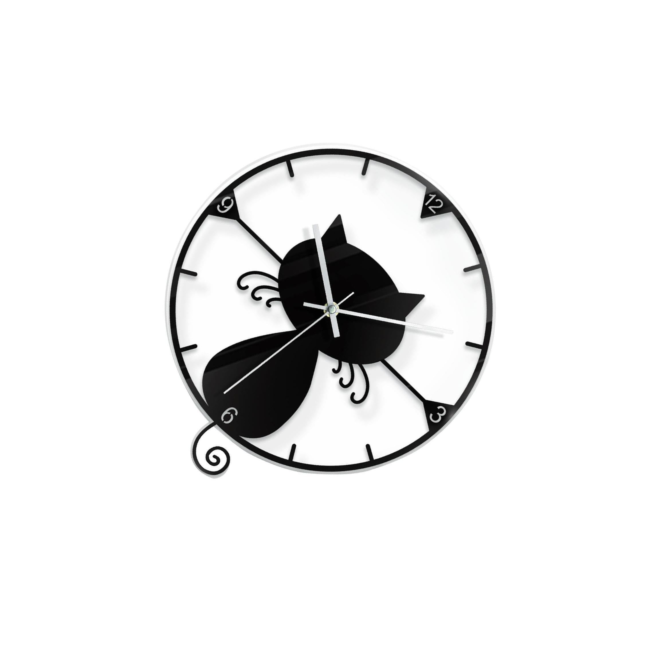 QIXCXAZ Decorative Wall Clock Stylish Cat Wall Clock For Living Room Adds Character In Kitchen Bathroom No Noise Will Quiet Night Makes Thoughtful Gift For