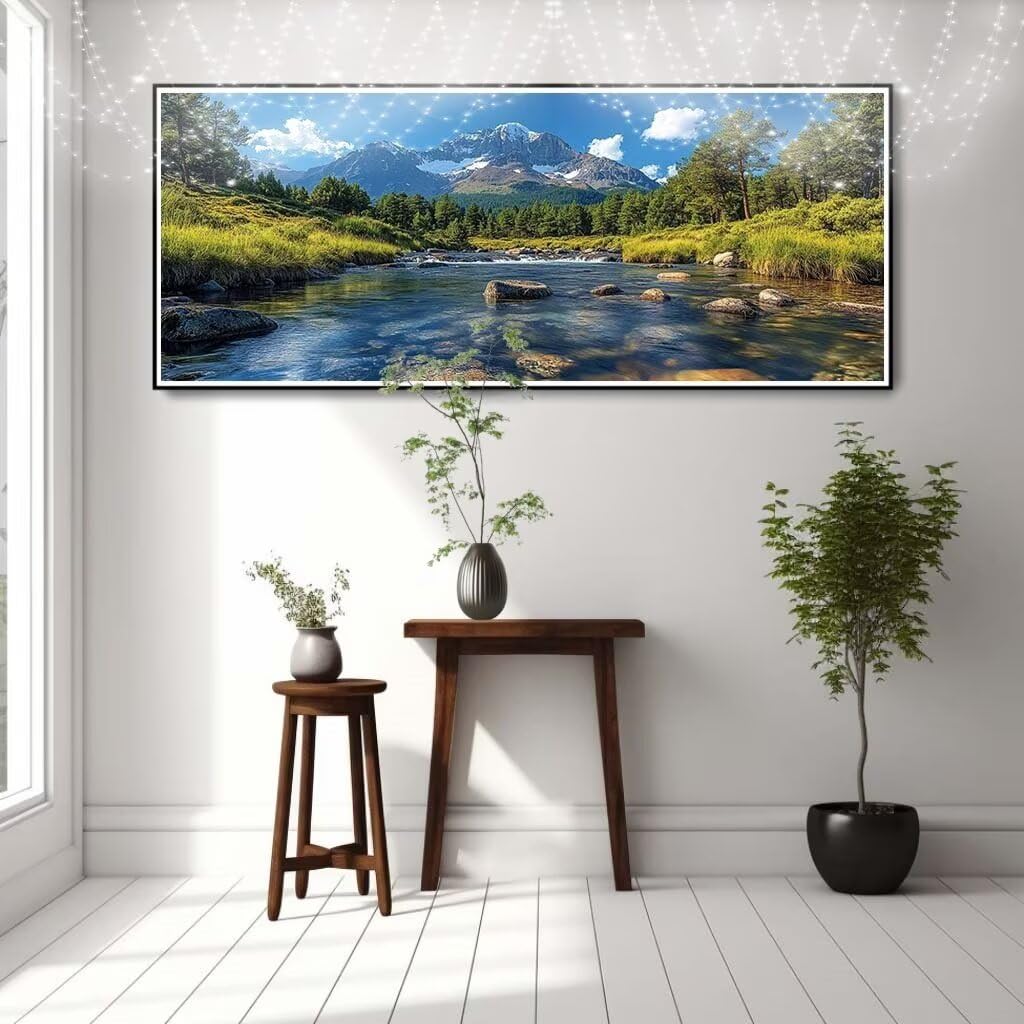 Obraz diamentowy 5D dla dorosłych, do malowania, krajobraz, obraz "zrób to sam", obraz do malowania diamentami dla dzieci (80 x 200 cm), zestaw do malowania kryształkami, dekoracja ścienna 8E-6388