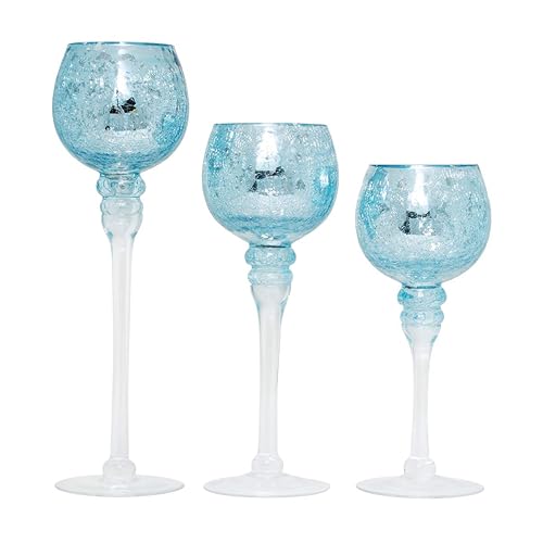 Hosley Elevate Ambiance with Set of 3 Crackle Blue Glass