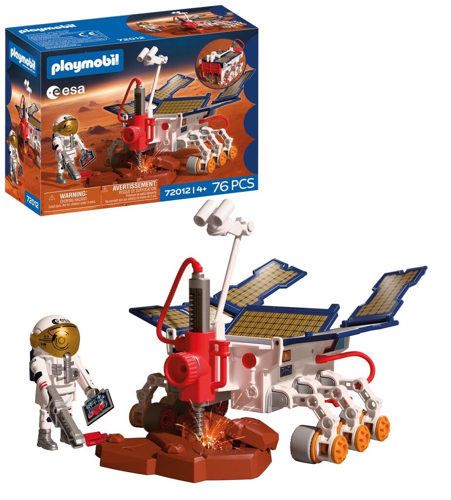 Playmobil Space ESA Mars Exploration Rover, Astronaut - Mobile Rover with Drill and Solar Panels, Space Toy Set for Children Ages 4 and Up, 72012