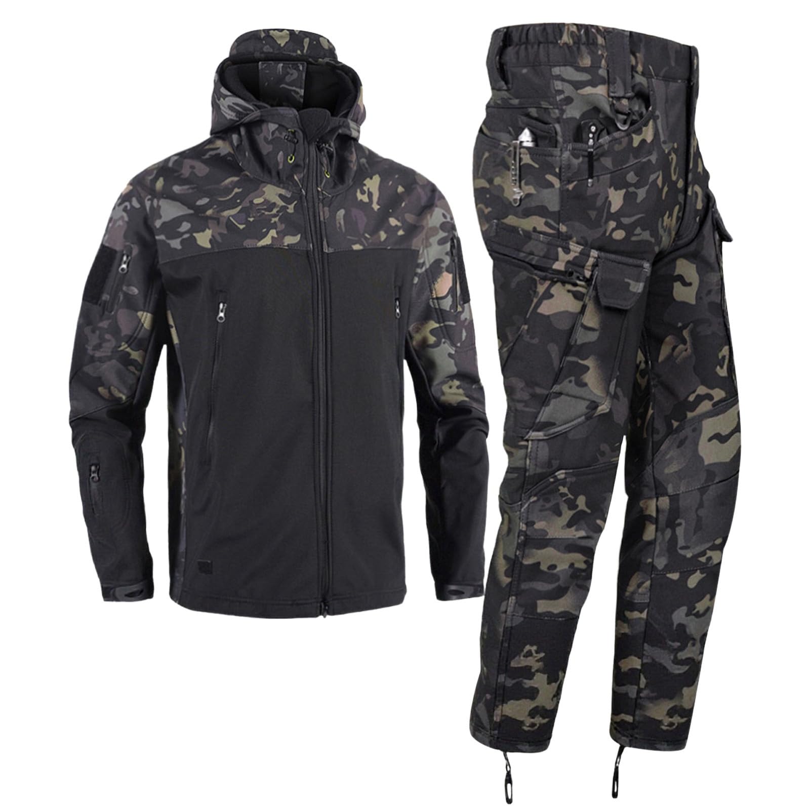 Uniformes tácticos de 2 piezas para hombre, traje de combate militar del ejército militar, chaqueta softshell pantalones, ropa de caza impermeable, chaqueta de trabajo y pantalones, traje de