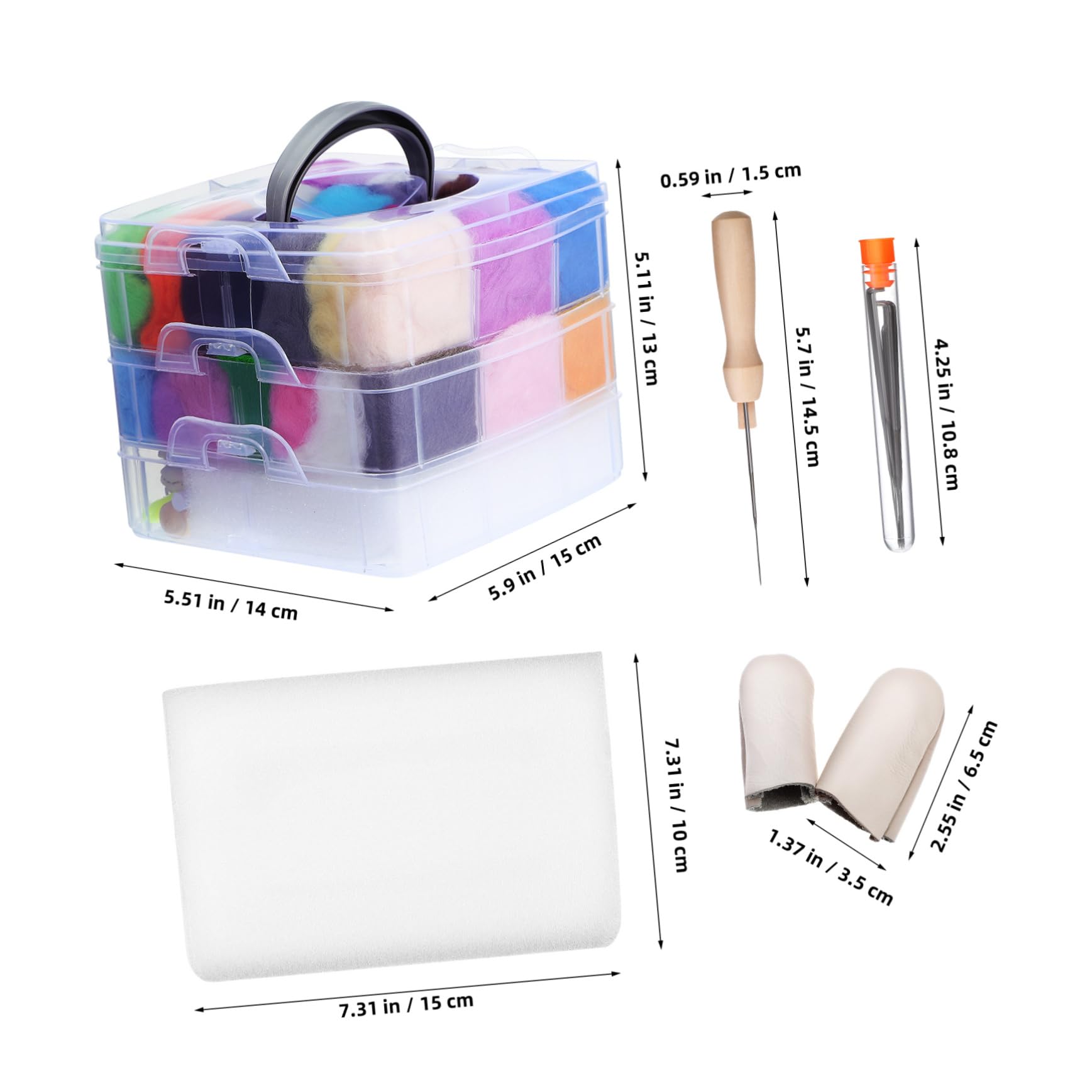 Veemoon 1 Juego Kit de artesanía de fieltro sellado aguja puñetazos puntada equipo kit de bordado de punzón bolas de fieltro kits de para adultos principiantes lana