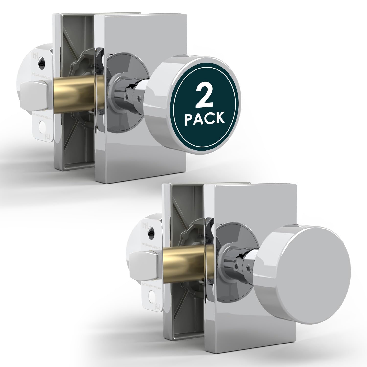 Gold Privacy Door Knobs with Lock - Mega Handles -10