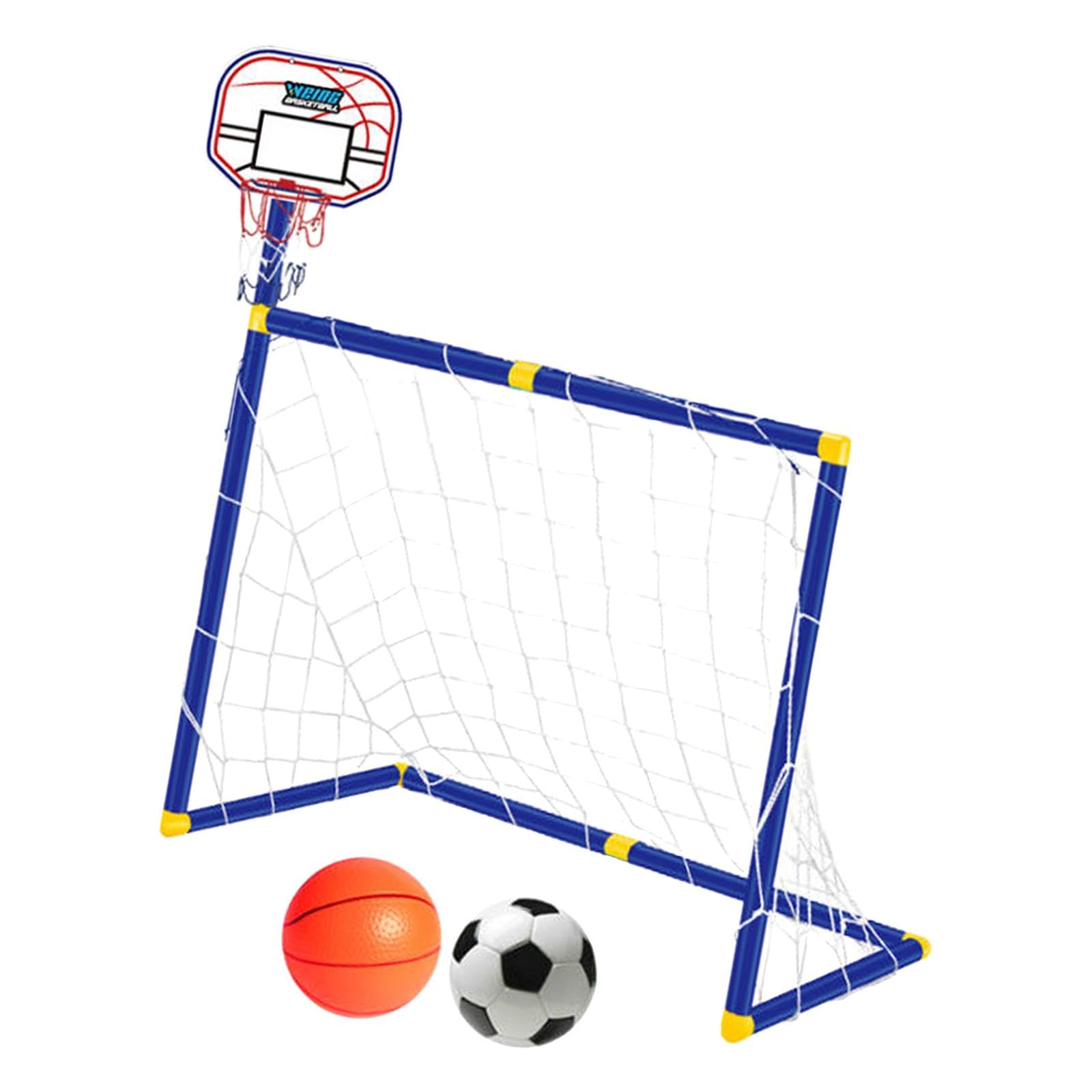 LOOM TREE Basketball Hoop with Soccer Goal Football Goal Basketball Board for Training White | 1 Basketball Hoop with Soccer Goal Net 1 Basketball, 1 Soccer-image-49