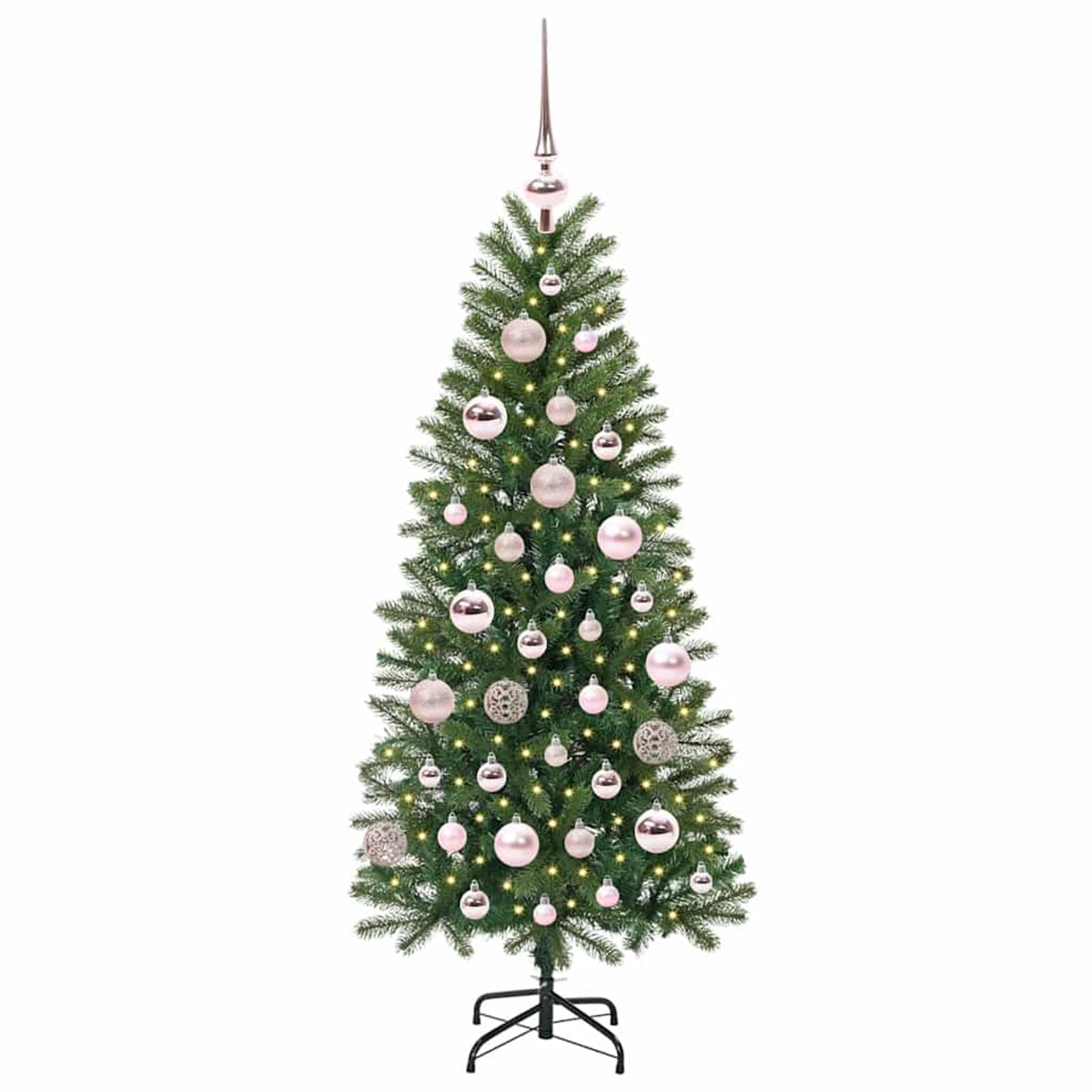 Albero di Natale artificiale, con 150 LED, Verde, 120 cm, PE e PVC, per decorazione festiva, stanza, balcone, atmosfera accogliente, tema natalizio, occasioni festive, decorazione interna esterna, lin