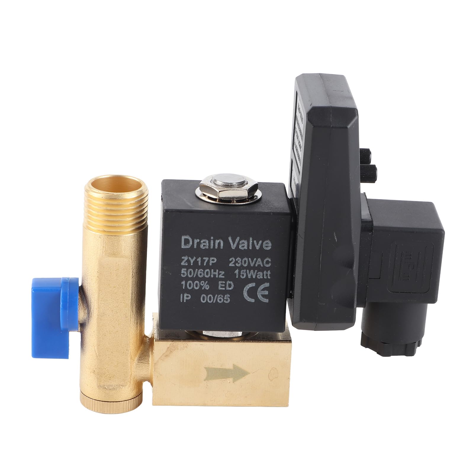 Sxhlseller G1 / 2 DN15 Válvula de Drenaje temporizada electrónica automática, latón AC230V / 110V Válvula de Drenaje electrónica Dividida para la gestión del condensado del compresor de Aire(230V)