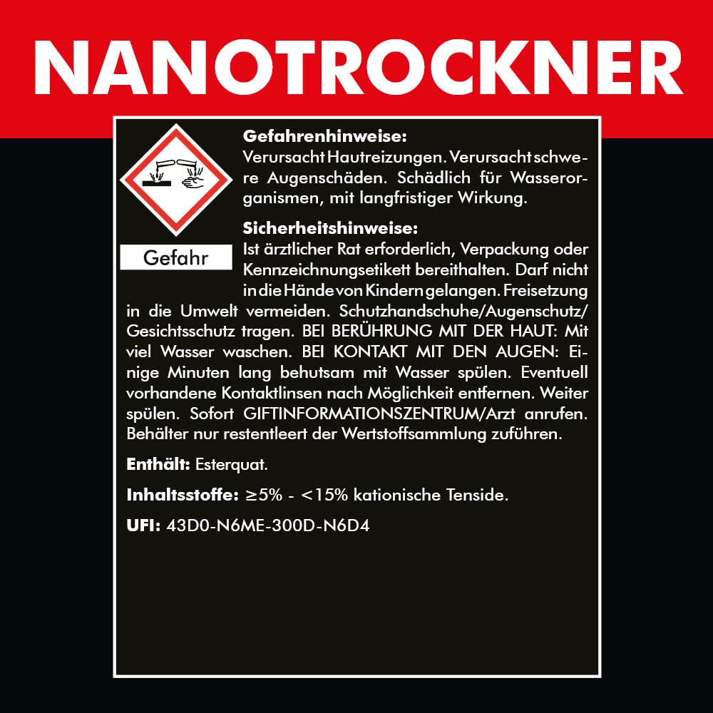 nanot rockner 5 litri concentrato (1500.5) – -glanztrockner per autolavaggi – Schneller acqua aufriss – Auto biancheria Autoreinigung – Original brestol