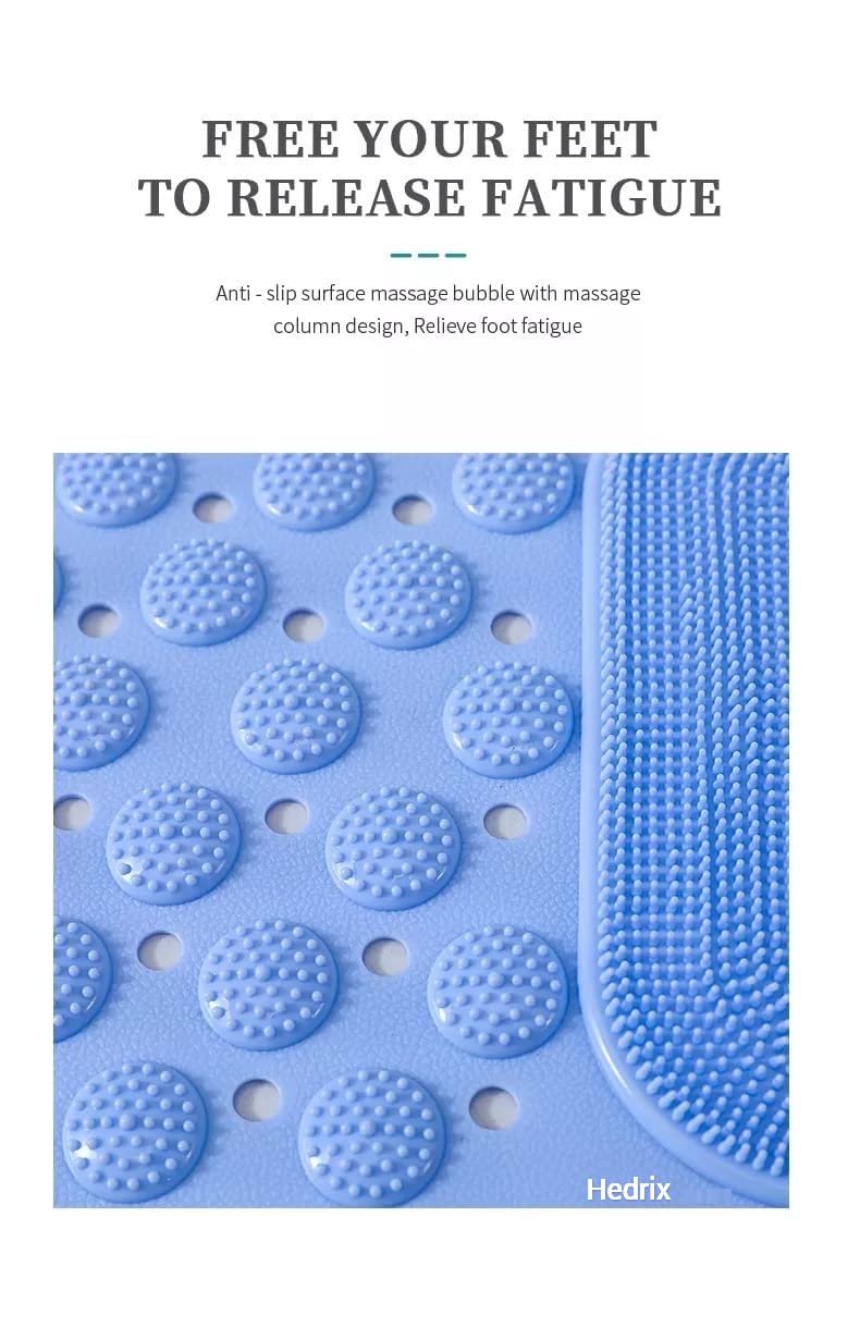 Hedrix Shower Mat Non Slip - Bath Mat with a Drain Hole and Suction Cups to Keep Floor Clean, Shower Foot Scrubber Massage Mat (69 x 36, Light Blue) Hedrix Shower Mat Non Slip - Bath Mat with a Drain Hole and Suction Cups to Keep Floor Clean, Shower Foot Scrubber Massage Mat (69 x 36, Light Blue)