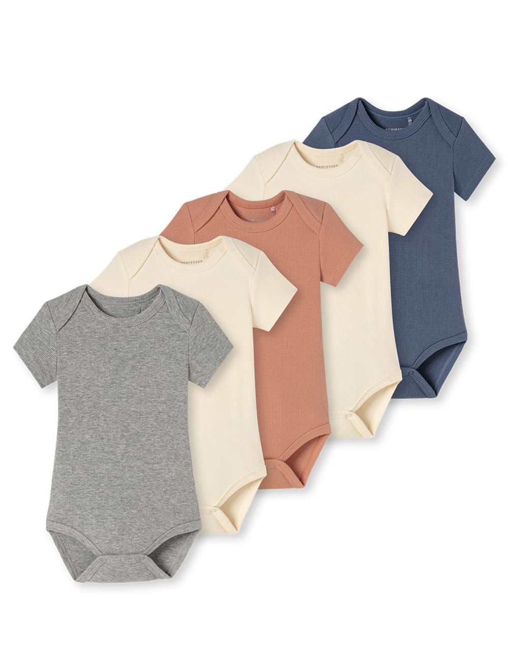Schiesser Unisex Baby 5er Pack Bodies Kurzarm Doppelripp - Baby Double Rib Baby- & Kleinkind-Strampelanzug (5er Pack)