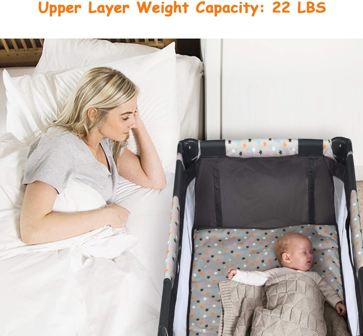 HONEY JOY Pack and Play, Foldable Baby Playard with Bassinet, Lightweight Installation-Free Travel Baby Crib from Newborn to Toddlers, Portable Nursery Center w/Lockable Wheels & Carry Bag(Gray)