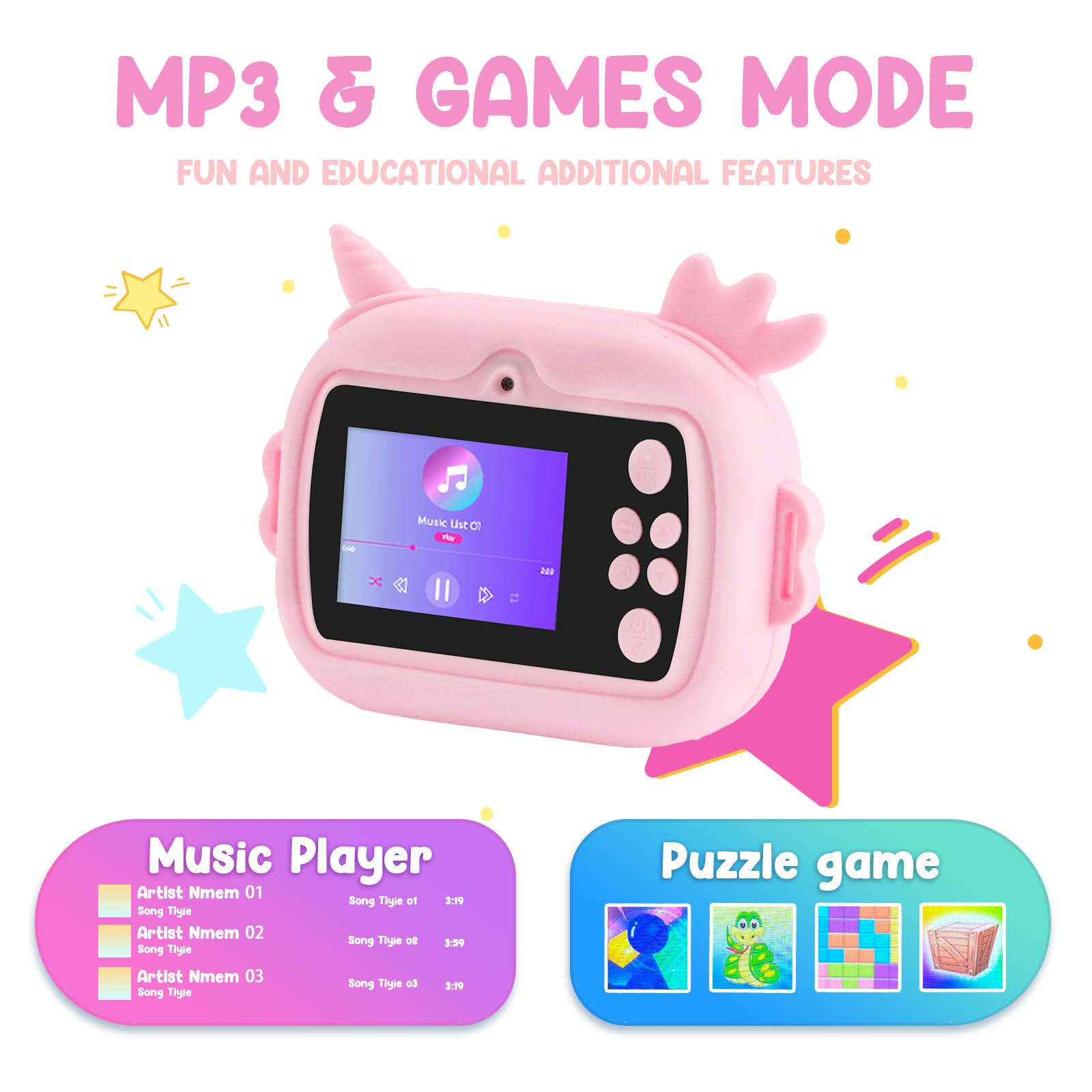 Kinderkamera Sofortbildkamera, 2,4 Zoll Dual Kamera, 1080P Digitalkamera für Kinder, 32 GB Karte, Fotopapier