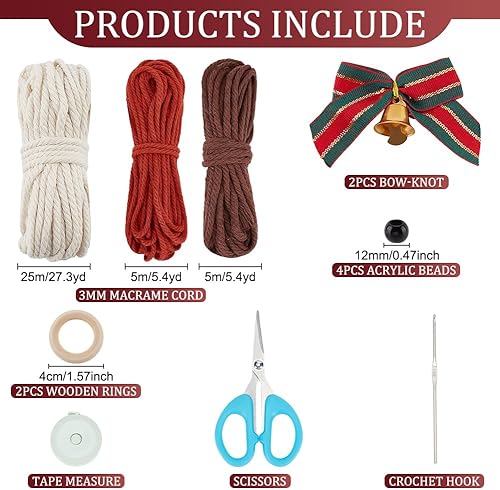 Miniatura 2 de ORIGACH Juego de 2 alces de Navidad, kit de macramé de alce de Navidad, adorno de Navidad, kit de alce de Navidad tejido de macramé para decoración